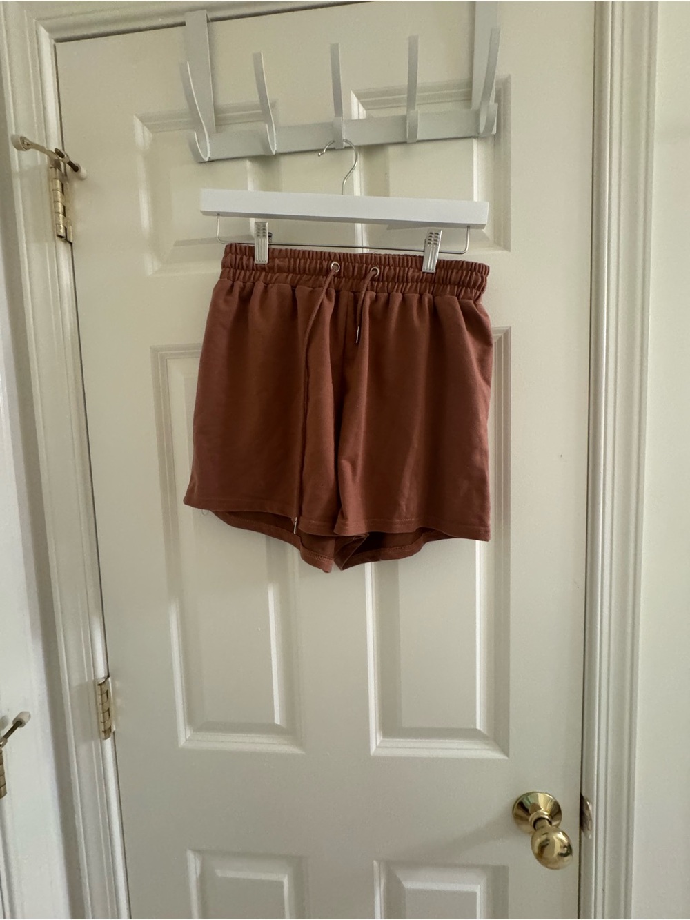 Brown Elastic Waist Athletic Shorts
